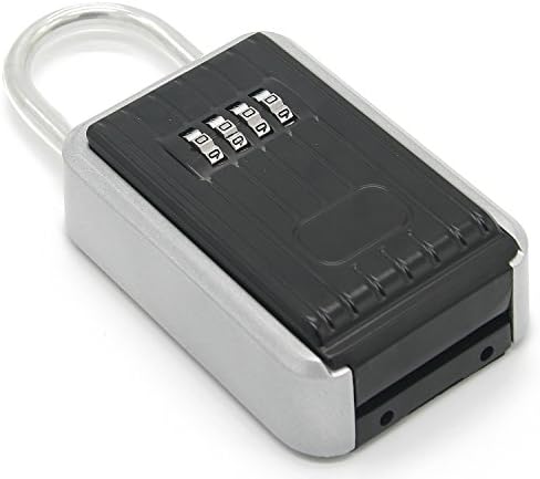 Realtor Key Lock Box with 4-Digit Pin Combination and Shackle - Perfect for Realtors, Guests, Tenants, Secure Portable Key Storage - Can Hang from Door Handle or Fence - Sturdy Metal Lock