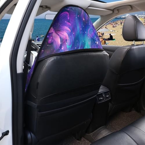 Image of Purple Butterfly Car Seat Cover Protector Front Seats Only Universal Fit High Back Seat Covers for Cars Easy to Install Waterproof Soft Auto Seat Covers Anti-Slip