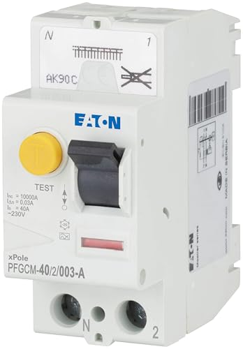 EATON 109272 PFGM-40/2/003 - INTERRUPTOR DIFERENCIAL - Blanco - MANETA NEGRO - 2 polos/40 A / 30 MA - Tipo A - Conexión directa sin tornillos