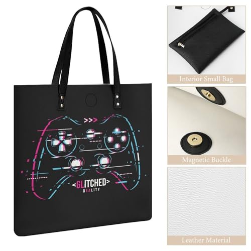 Manette de jeu sac à main noir grand tote bag pour voyage 39x39cm