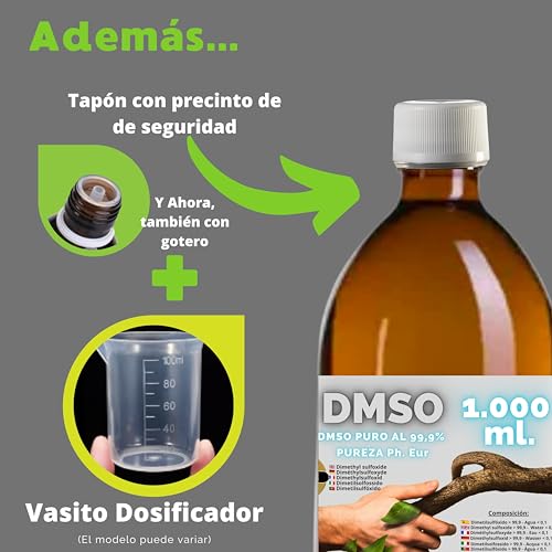 DMSO 99,9 % Pureté Diméthylsulfoxyde en lot de 2 flacons de 1000 ml
