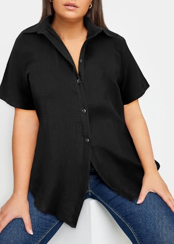 TIYOMI Plus Size Short Sleeve Button Down Shirts for Women Summer Tops Casual Blouses XL-5XL4