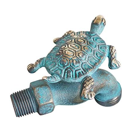 Decorative Solid Brass Sunflower Outdoor Faucet - 4\" Long, 1/2\" NPT, Antique Finish Garden Spigot