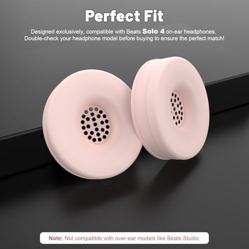 Cubiertas de almohadillas de silicona compatibles con Beats Solo 4 y Solo 3 Wireless – Fundas protectoras lavables y resistentes al sudor para almohadillas de auriculares on-ear (1 par/Rosa) miniatura 2