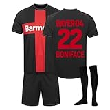 fortuna köln borussia dortmund 1986 trikot herren Bayer Leverkusen 23/24 Hause/Auswärts Fußball Trikots Shorts Socken Set für Kinder/Erwachsene, Nr.10 Wirtz, Nr.22 Boniface, Fussball Jersey Trainingsanzug für Junge Herren