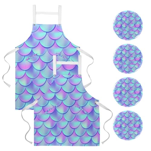 Tablier de cuisine pour patisserie et bistrot violet bleu