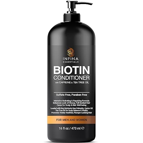 Infina Essentials Biotin Conditioner With Caffeine & Tea Tree Oil - Volumizes And Revitalizes Shine - For Men & Women - Perfect Hair Conditioner For Damaged Dry Hair cover