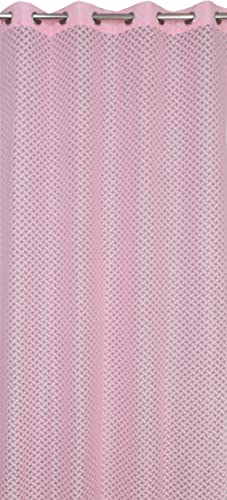 Image of Sheer Net Semi Transparent Home Decor Curtains for Living Room, Balcony Doors and Windows Panel, Parda, Eyelets Hanging, Pink Criss-Cross, 4 x 6 Feet, Pack of 2