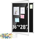 Ctosree Enclosed Bulletin Board 36x28 Inch Lockable Cork Notice Board Glass Waterproof Aluminum Framed with Mounting Screws for Office School Hospital Community Outdoor Display Case(Black)