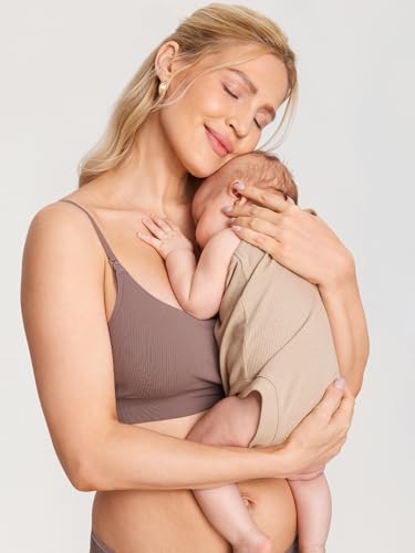Image of MOMANDA Ribbed Nursing Bras for Breastfeeding | Maternity sleep bralettes, Wireless, Seamless, Soft lift, Comfy, For women