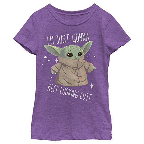 STAR WARS Mandalorian Still Cute Girl's Heather Crew Tee
