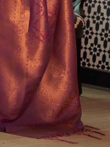 Image of SWORNOF Women's kanjivaram banarasi silk saree for Patola festival Wedding silk with rich pallu Design sarees for women with blouse piece