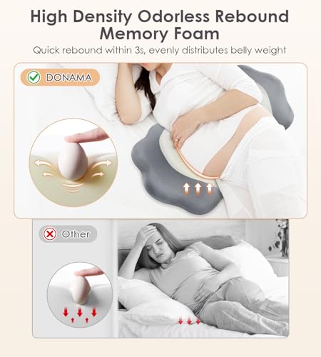 Image of Pregnancy Pillows for Sleeping, Memory Foam Maternity Pillow Support for Back Belly HIPS, Adjustable Travel Wedge Pillow for Pregnant Women, Side Sleeping Pregnant Pillows with Velvet Cover