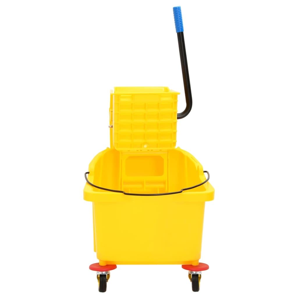 Home Garden - Cubo para fregona con escurridor y ruedas, color amarillo, 36 L, polipropileno