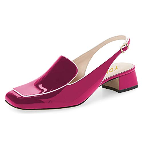 Image of YDN Women Closed Square Toe Block Low Heels Slingback Formal Loafer Dressy Shoes Office Lady Pump Size 4-15 US