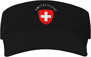 Vintage Swiss Coat of Arms Switzerland Sun Hat Men Women Breathable Foldable Outdoor Sun Cap60 Black