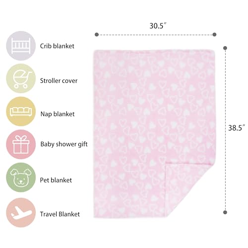 Image of June Garden Cozy Dream Fleece Baby Security Blanket and Plush Blanket Gift Set - Infants Nursery Swaddling Bed Blankets - 15 inch x 15 inch Lovey and 30 inch x 38 inch Blanket - Stuffed Flamingo Animal Plush - Pink