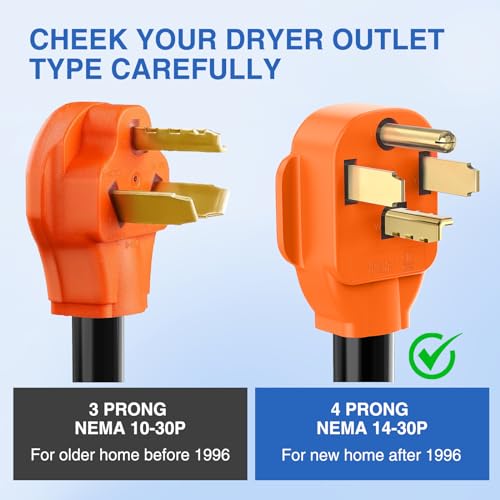 image for Nilight EV Adapter Cord 30 Amp to 50 Amp 4 Prong Pure Copper New Dryer