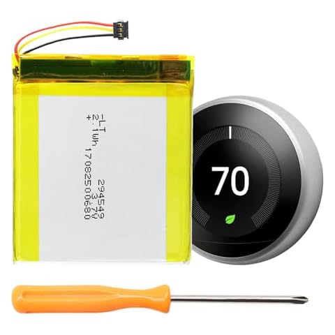 WRUMI for Nest Thermostat Battery 3rd Generation: TL284443 Battery Replacement for Nest Learning Thermostat gen 3 A0013 T3007ES Smart Home with Tool Cover