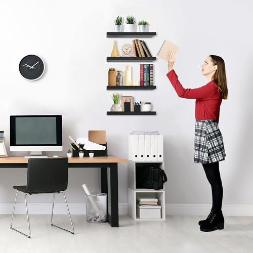 Sorbus Floating Shelves for Wall, Bathroom Shelves Wall Mounted for Kitchen, Bedroom, Living Room, Bathroom Storage, Over Toilet, Hanging Book Shelf for Wall Home Decor (4 Pack) - Image 7