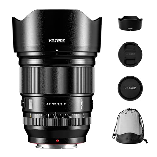 Image of VILTROX 75mm f /1.2 E Lens for Sony E Mount, PRO 75mm f1.2 Auto Focus Prime Lens Compatible for Sony E Mount Mirrorless a7R a7IV a7RIII a7RIV a7RV A1 FX3 ZVE1 A7CII a6000 a6400 a6600 a6700 ZV-E10 FX30