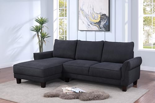 Belle 96" Black Sherpa Sectional Sofa with Left Facing Chaise WA122