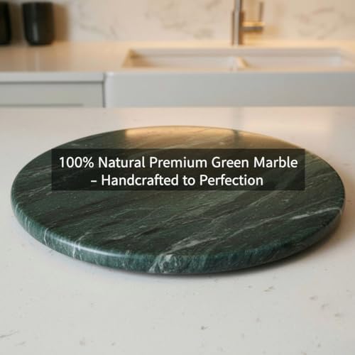Image of 11 Inch Green Marble Chakla | Large Size Marble Roti Rolling Board | Premium Stone Chakla for Roti, Chapati, Phulka & Paratha Making | Smooth Finish Heavy Duty Dough Rolling Board for Home Kitchen