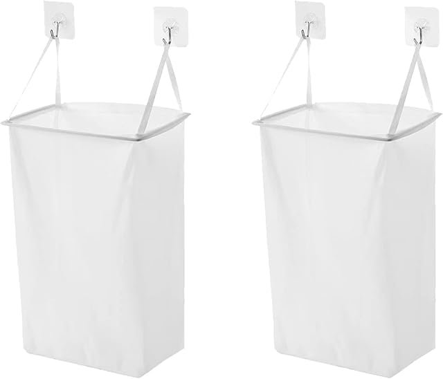 2 Pcs Wall Hanging Laundry Storage Basket Door Hanging Laundry Hamper Bag Foldable Laundry Organiser with Hook for Dirty Clothes