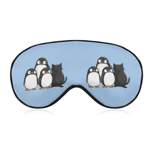 Imposter Penguin Cat Sleep Mask Eye Shade Cover Adjustable Strap for Travel Lunch Break Women Men