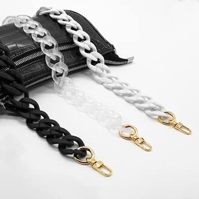 Piutouyar Black Purse Strap, Acrylic Handbag Chain, Fashion Purse Strap, Short Handle Bag Luxury Handbag Strap, Purse Handle Replacement for Handbag Craft Bag(16 inch)