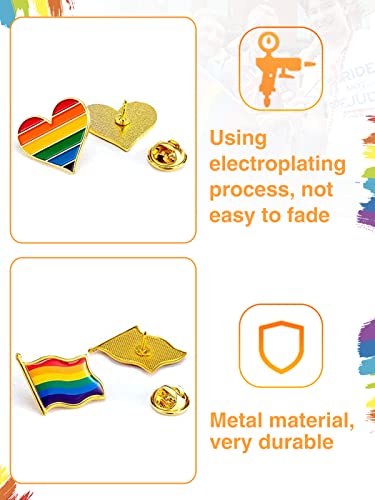 Alphatool 30 Pcs Gay Pride Rainbow Enamel Lapel Pin Set- 15Pcs Rainbow Gay Pride Flag Lgbtq Lapel Pin+ 15Pcs Lgbtq Gay Heart Flag Pride Pins Decoration For Men Women Clothes And Bags #TOP3