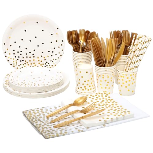 DOVORSY Party Supplies Set, 25-Person Disposable Tableware, 201-Piece Set, Suitable