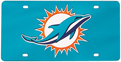 Rico Industries NFL Miami Dolphins Laser-Cut Auto Tag (Teal)