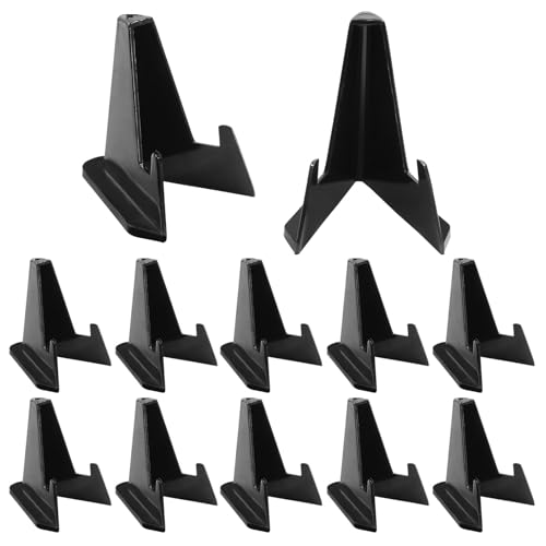 Hordion 12 Pack Black Acrylic Easel Display Stand, Mini Coin Easel Stand Card Holder for Medal Coin Picture Display (2.15 Inch Tall)