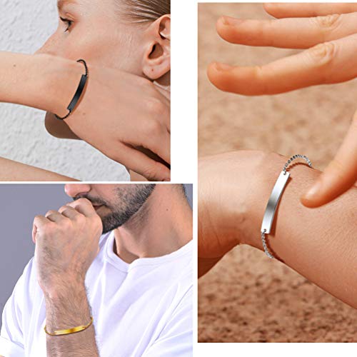 Prosteel Personalized Custom Bracelet Stainless Steel Chain Id Bar Bangle Men Women Name Coordinates Jewelry Gift Friendship Bracelets #TOP4