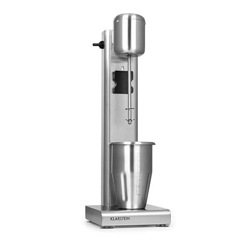 Klarstein Kraftpaket Pro Drink Mixer, 80 Watt, 1 Liter, 2 Stufen, 20000 U/min, Mixbecher aus Edelstahl, Milk- & Proteinshake, Getränkemixer, Cocktail, Bar Mixer, Gastro, Profi, silber