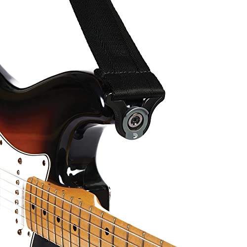 D'addario Accessories Auto Lock Guitar Strap - Acoustic & Electric Guitar Accessories - Easy To Use Auto Locking Guitar Straps - Uses Existing Guitar Strap Buttons - Nylon - Black #TOP3