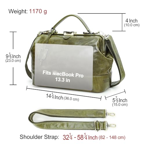Image of CONTACTS Doctor Bag Purse for Women Luxury Leather Handbag with Lock Shoulder Bag Vintage Top Handle Bag