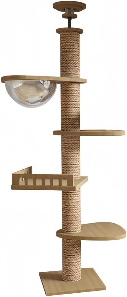 キャットタワー 突っ張り 木製 キャットツリー 木登りタワー 宇宙船 多頭飼い Amazon | CozyMeow キャットタワー 突っ張り 木登りタワー 木製