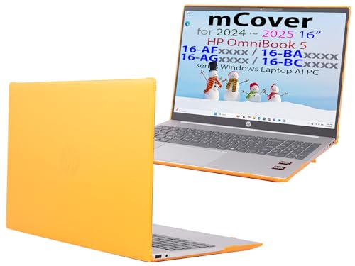 mCover Case ONLY Compatible for 16” 2024+ HP OmniBook 5 16-AF / 16-AG / 16-BAxxxx / 16-BCxxxx and Pavilion 16-AF / 16-AG0000 Series Windows AI Notebook PC (NOT Fitting Other HP Models)- Orange