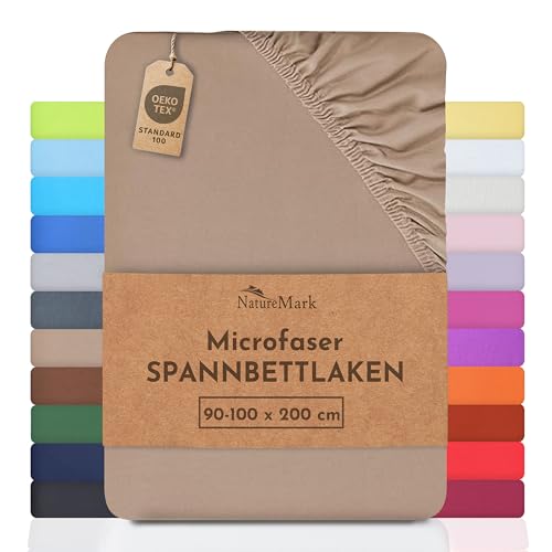 NatureMark - Mikrofaser SPANNBETTLAKEN zum Sparpreis! viele Größen und Farben Markenware (90x200-100x200 cm, Sand/beige)