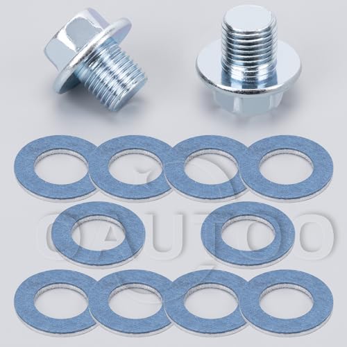 Image of 12pcs M12-1.25 Engine Oil Pan Drain Plug with Gasket Kit 90341-12012, 90430-12031 Fits Toyota Fits Lexus 1984-On