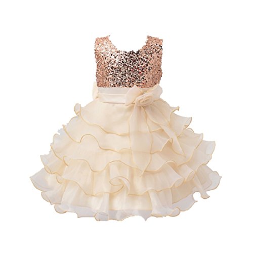 Image of Girls Princess Knitted Sequins Tissue Net Dress Children's Christma Clothing Unicorn Baby Kids Birthday Knee Length Frock