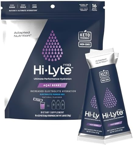 Hi-Lyte Pro Hydration Packets – 16 Individual Drink Packets | Acai Berry | Flavored Electrolyte Powder | Sugar-Free, Zero Carb, Zero Calorie