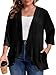 MK Shop Limited Plus Size Cardigan for Women Casual 3/4 Sleeve Lightweight Soft Open Front Cardigans with Pockets Black 2XL