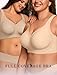 OEAK Womens Wireless Jelly Bra Plus Size Supportive Seamless Bras Full Coverage Push Up Comfortable No Underwire Tshirt Bras Creamy Beige L