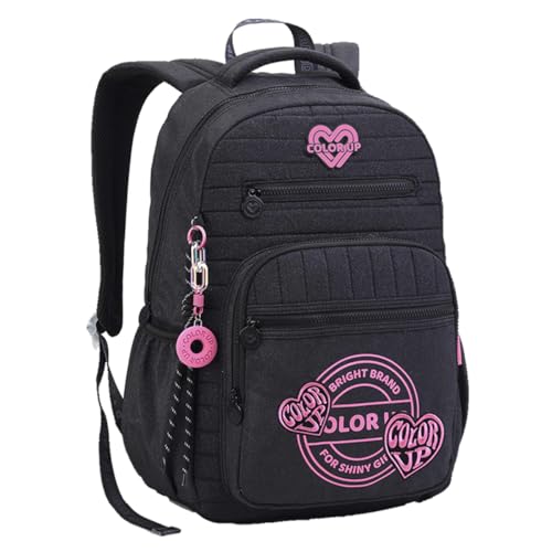 Mochila Color Up Costa Menina Love Juvenil Escolar Feminina (Preto)