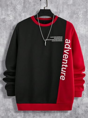 Image of Tagas Men's Colorblock Adventure Print Sweatshirt - Winterwear Round Neck Pullover | Casual Stylish Fleece Sweatshirt | Sizes S-XXL