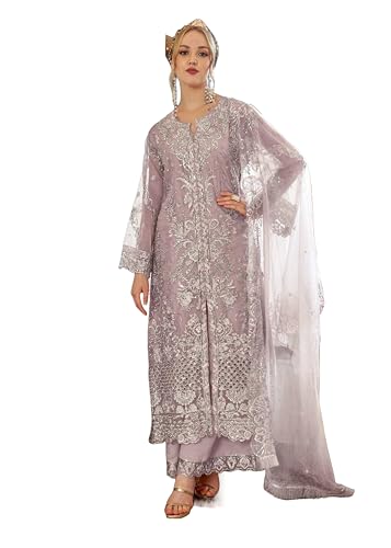 Image of Women's Net Multicolor Heavy Embroidery & Sequin Work Designer Stitched Salwar Suit