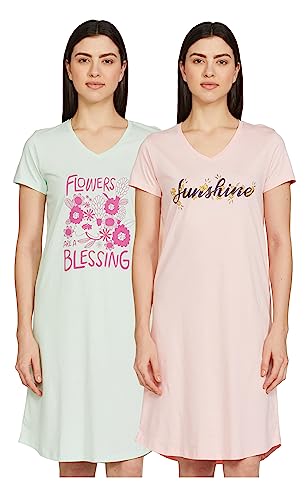Image of Amazon Brand - Eden & Ivy Women's Cotton Knee Length Regular Fit Nighty (Available in Plus Sizes)